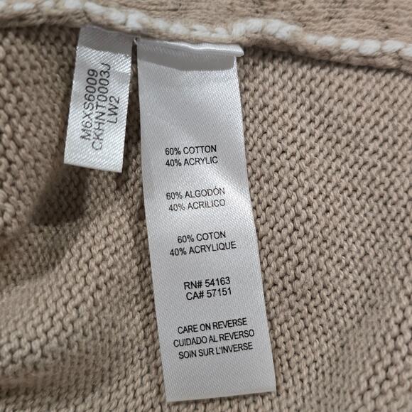 Calvin Klein Womens Sweater Classic Neutral Quite Luxury Textured Knit LS Large - Picture 6 of 6